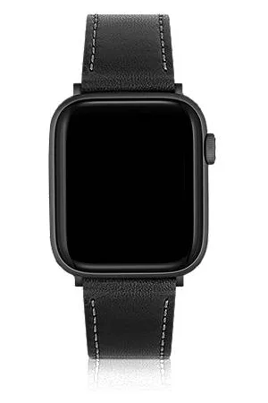 HUGO BOSS Hombre Relojes - Correa de piel negra para Apple Watch