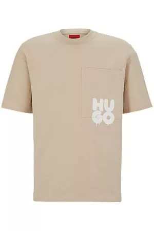 HUGO BOSS Hombre Camisetas - Camiseta slim fit en punto de algodón con logo de nueva temporada inspirado en el grafiti