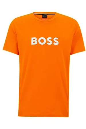 HUGO BOSS Hombre Camisetas y tops de playa - Camiseta relaxed fit de algodón orgánico con logo en contraste