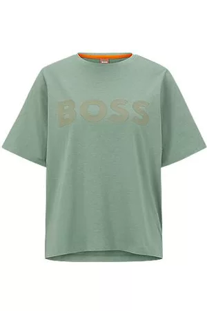 HUGO BOSS Mujer Oversize - Camiseta oversize fit en algodón orgánico con logo estampado