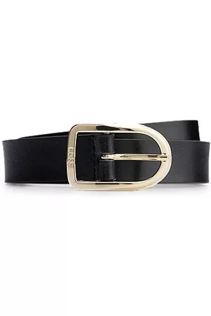 HUGO BOSS Mujer Cinturones - Cinturón de piel italiana con hebilla dorada
