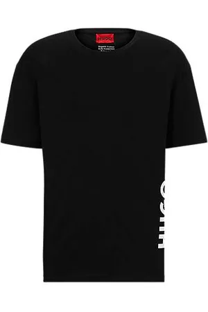 HUGO BOSS Hombre Camisetas y tops de playa - Camiseta relaxed fit de algodón orgánico con logo vertical