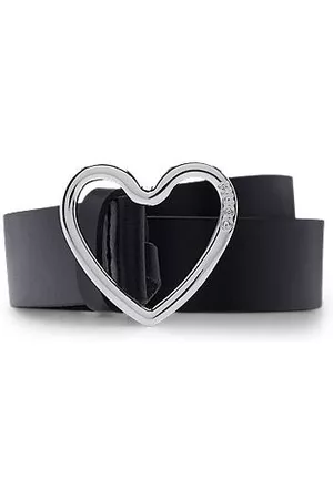 HUGO BOSS Mujer Cinturones - Cinturón de piel italiana con hebilla en forma de corazón con detalle de la marca