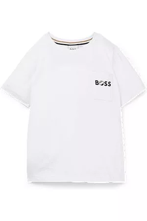 HUGO BOSS Camiseta de algodón slim fit para niños con logo estampado