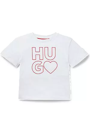 HUGO BOSS Camiseta de algodón para niños con logo de diseño estampado