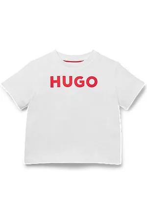 HUGO BOSS Niños Camisetas - Camiseta para niños en punto de algodón con logo en contraste