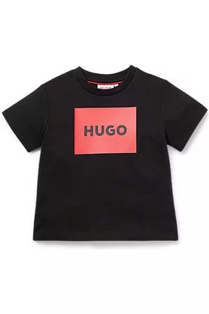 HUGO BOSS Camiseta para niños en punto de algodón con logo estampado rojo