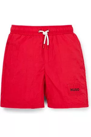 HUGO BOSS Niños Shorts de baño - Bañador tipo shorts para niños con etiqueta con logo roja