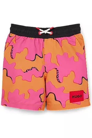 HUGO BOSS Niños Shorts de baño - Bañador tipo shorts de secado rápido para niños con estampado de temporada