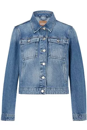 HUGO BOSS Mujer Vaqueras - Cazadora regular fit de denim rígido azul