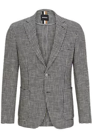 HUGO BOSS Hombre De entretiempo - Chaqueta slim fit en mezcla de algodón con motivo de pata de gallo