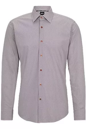 HUGO BOSS Hombre Estampadas - Camisa regular fit de algodón elástico con estampado