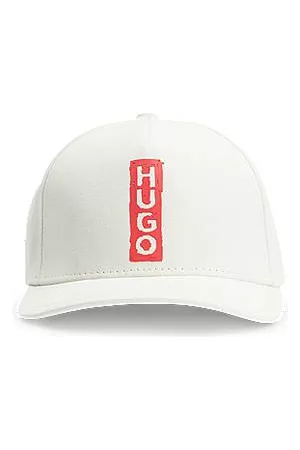 HUGO BOSS Hombre Gorras - Gorra de sarga de algodón con logo en estilo rotulado
