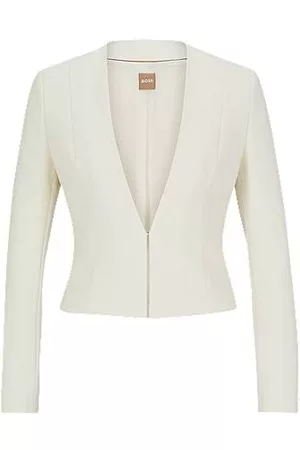 HUGO BOSS Mujer Chaquetas - Slim-fit cropped jacket with collarless styling