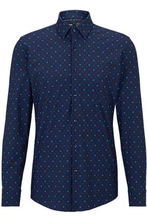 HUGO BOSS Hombre Casual - Camisa slim fit de tejido elástico técnico estampado