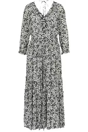 HUGO BOSS Mujer Largos - Maxivestido con estampado de temporada y escote en pico
