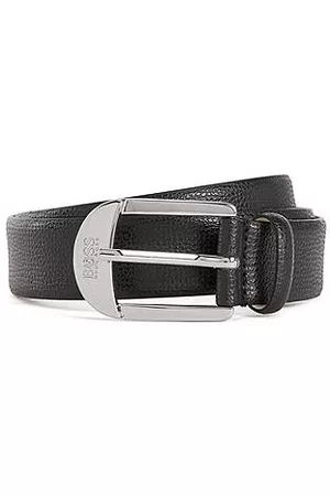 HUGO BOSS Mujer Cinturones - Cinturón de piel fabricado en Italia con logo grabado en la hebilla