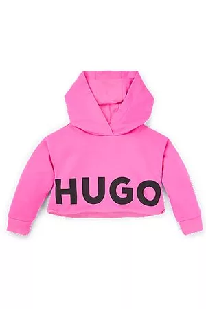 HUGO BOSS Niñas Sudaderas - Sudadera con capucha para niños en felpa de rizo con detalles de logos
