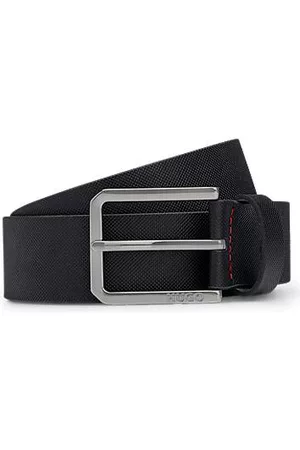 HUGO BOSS Hombre Cinturones - Cinturón de piel estructurada con logo en la hebilla