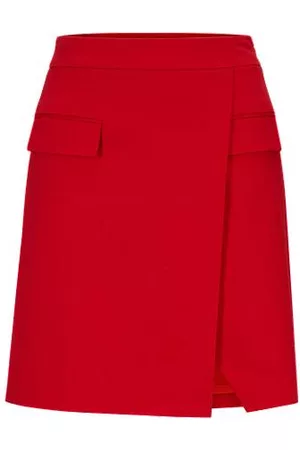 HUGO BOSS Mujer Minifaldas - Minifalda de efecto cruzado en algodón elástico