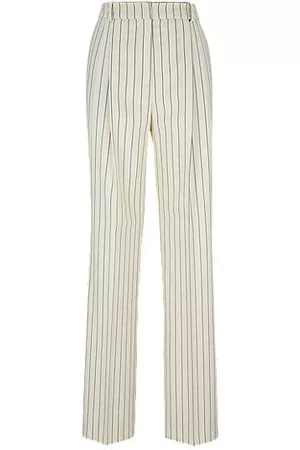 HUGO BOSS Mujer Pantalones Cortos y Bermudas - Pantalones relaxed fit de tejido elástico con raya diplomática