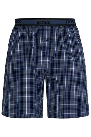 HUGO BOSS Hombre Pantalones Cortos y Bermudas - Shorts de pijama en popelín de algodón con estampado a cuadros