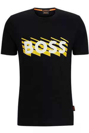 HUGO BOSS Hombre Camisetas - Camiseta de punto de algodón con detalle de logo