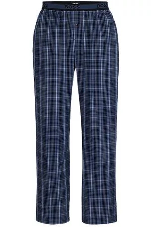 HUGO BOSS Hombre Estampados y Florales - Pantalones de pijama de popelín de algodón con estampado a cuadros