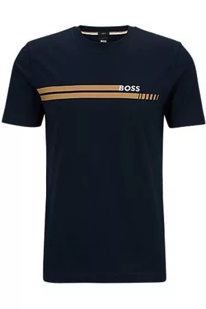 HUGO BOSS Hombre Camisetas - Camiseta slim fit de punto de algodón con rayas inspiradas en las carreras