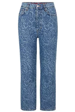 HUGO BOSS Mujer Vaqueros - Vaqueros de corte moderno en denim rígido con motivo Paisley