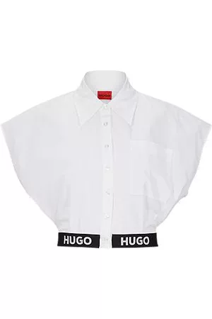 HUGO BOSS Mujer Blusas - Blusa de algodón con logo en la cintura