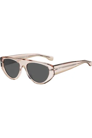 HUGO BOSS Gafas de sol de bioacetato rosa traslúcido con detalles estampados