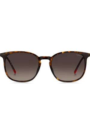 HUGO BOSS Gafas de sol de acetato habana con patillas doradas