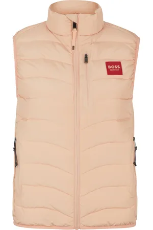 HUGO BOSS Chaleco para equitación acolchado con capucha y parche con logo de silicona