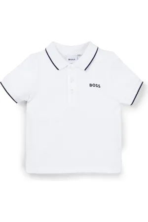 HUGO BOSS Polo para niños de piqué de algodón con logo estampado