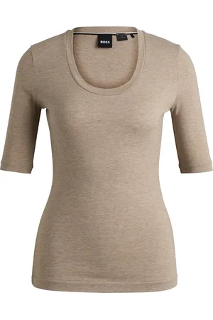 HUGO BOSS Top de cuello redondo en lana y algodón