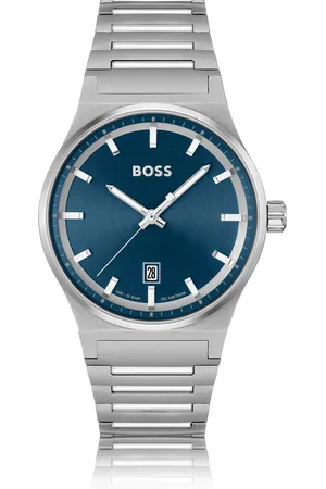 HUGO BOSS Reloj con esfera azul y pulsera de eslabones de acero inoxidable