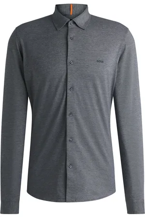 HUGO BOSS Camisa slim fit en piqué de algodón jaspeado