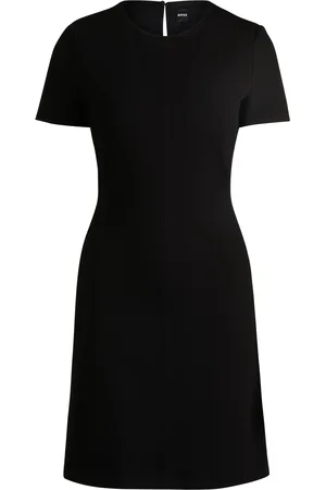 HUGO BOSS Vestido slim fit de tejido elástico con escote redondo