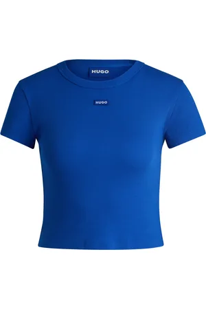 HUGO BOSS Camiseta slim fit de algodón elástico con etiqueta con logo