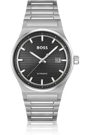 HUGO BOSS Reloj automático con pulsera de eslabones y esfera con textura de surcos
