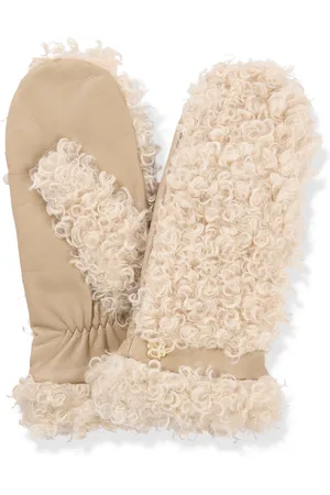 HUGO BOSS Manoplas de peluche sintético con paneles de piel