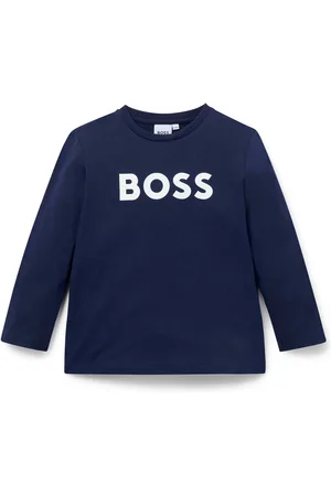 HUGO BOSS Camiseta de manga larga para niños en algodón con logo en contraste