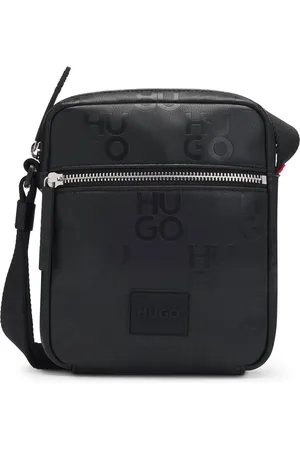 HUGO BOSS Bolso mensajero de piel sintética con motivo de logos apilados
