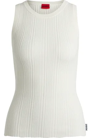 HUGO BOSS Top sin mangas slim fit con estructura de canalé irregular