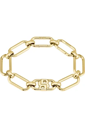 HUGO BOSS Pulsera dorada con monograma Double B