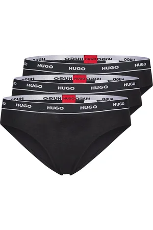 HUGO BOSS Paquete de tres braguitas de algodón elástico con logos en la cintura