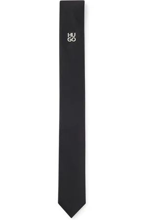 HUGO BOSS Corbata tejida en jacquard con ribete metálico de logo de nueva temporada