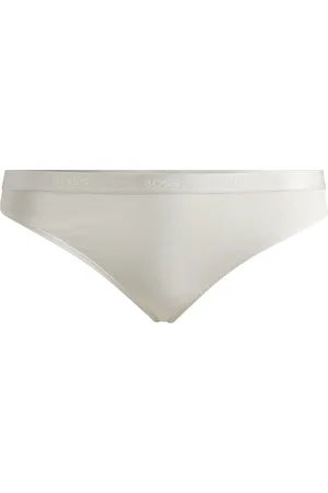 HUGO BOSS Tanga de tiro bajo en punto elástico con cinturilla logotipada