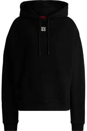 HUGO BOSS Sudadera con capucha en felpa de algodón con logo apilado bordado